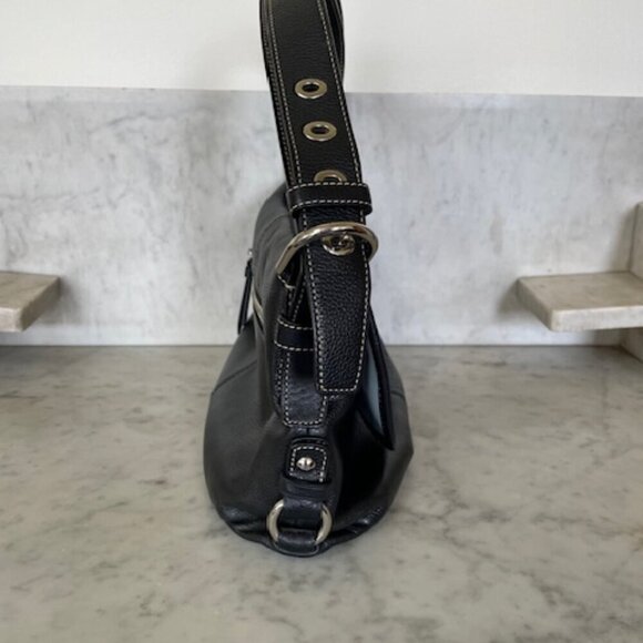 COACH Legacy Black Pebble Convertible Strap Leather White Stitiching Pur… - Picture 8 of 16